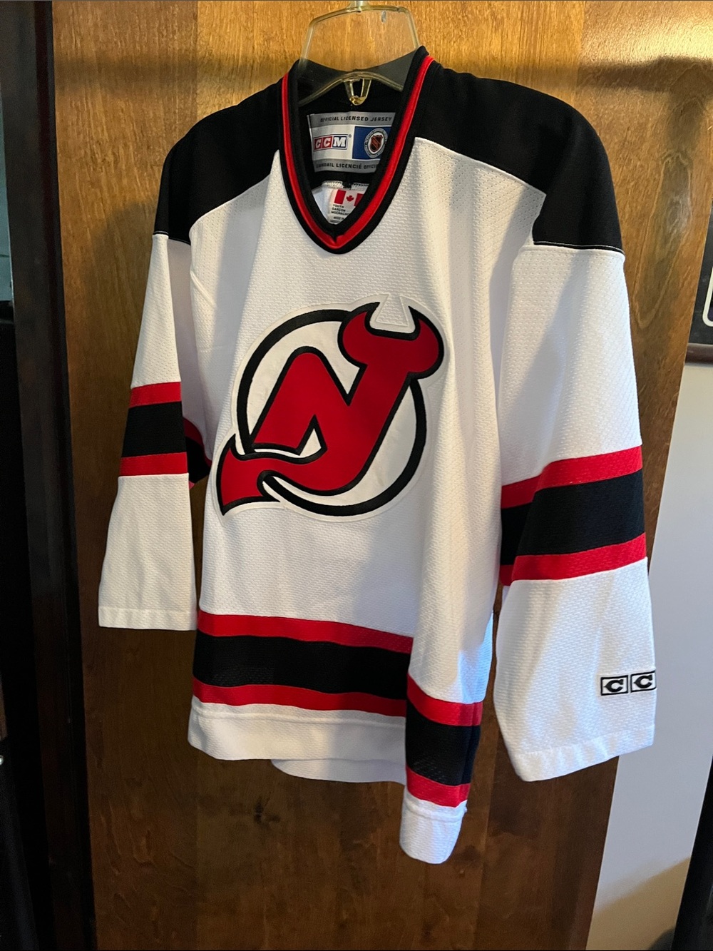 CCM White Red Black New Jersey Devils Hockey Jersey